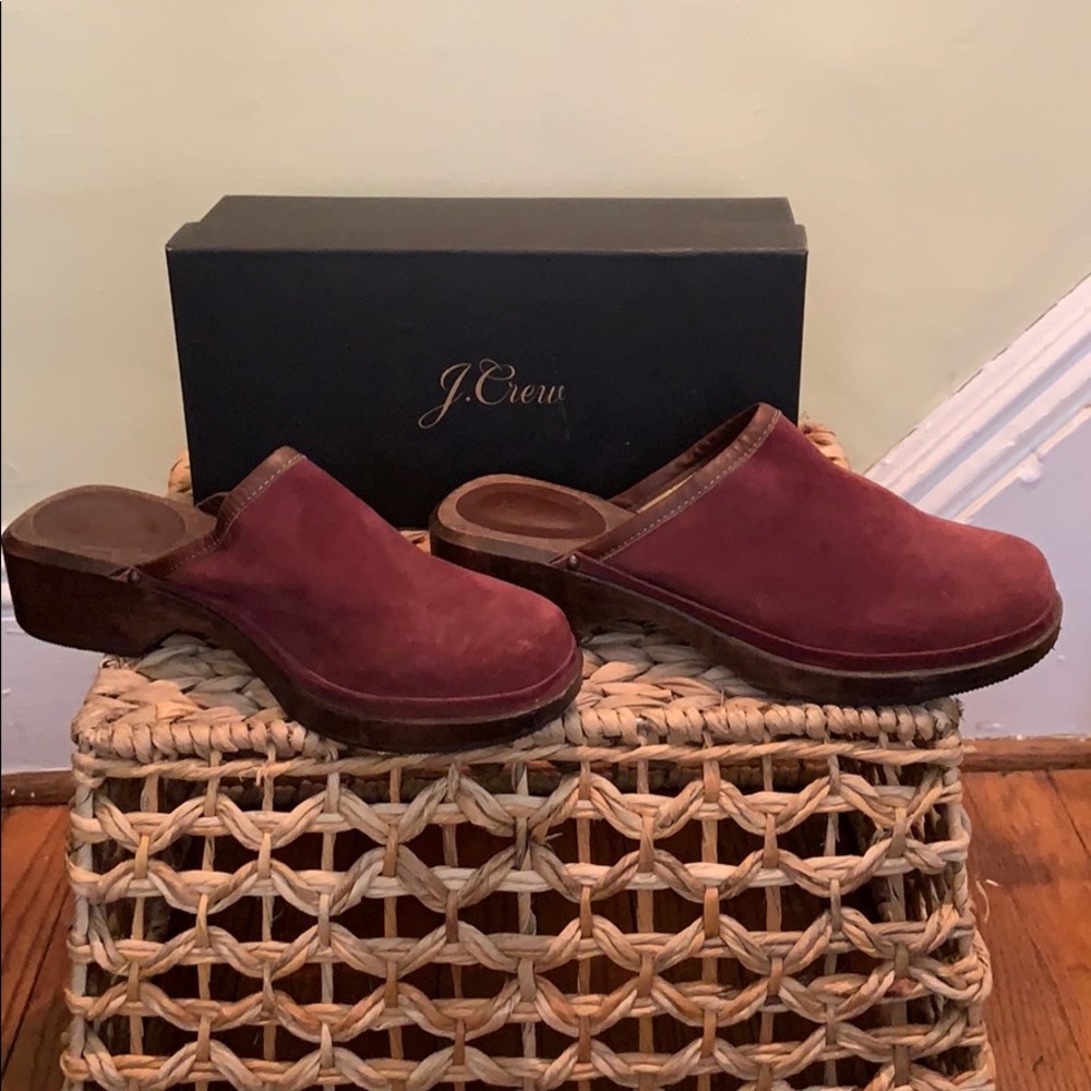 Vintage Jcrew wooden and suede clogs